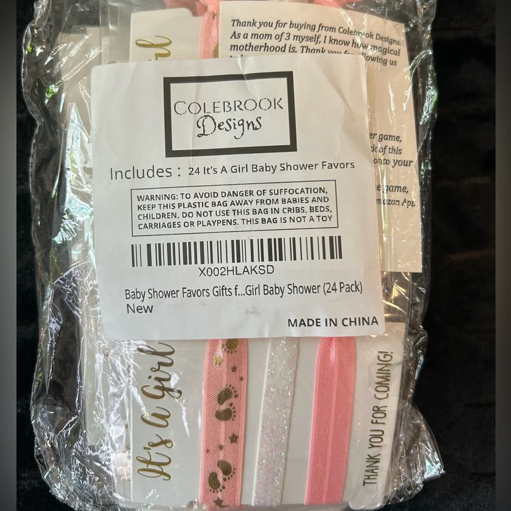 It’s A Girl Baby Shower Favors 48 Count Individually Wrapped Hair Ties